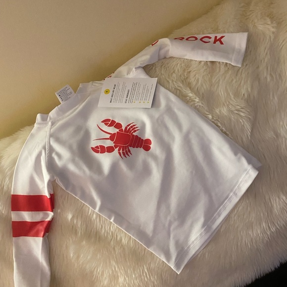 🌼Snapper Rock Lobster Rashguard Top Size 6-9 Months White & Red - Picture 3 of 5